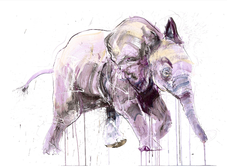 FRAMED - YOUNG ELEPHANT 2 DiAMOND DUST