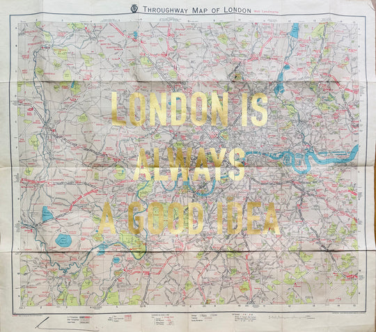LONDON iS ALWAYS A GOOD iDEA - LARGE GOLD LEAF ORiGiNAL MAP