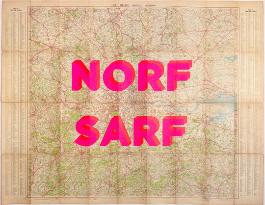 NORF SARF LARGE PiNK ViNTAGE MAP