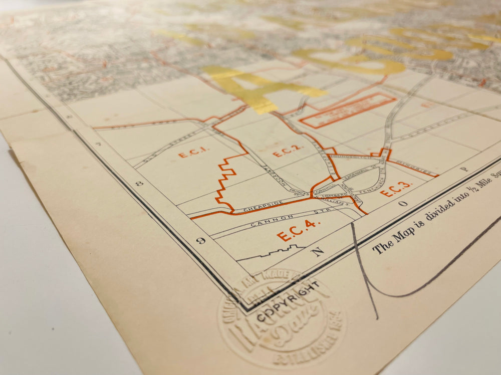 LONDON iS ALWAYS A GOOD iDEA - LARGE GOLD LEAF POSTAL MAP