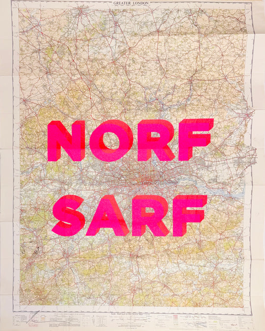 NORF SARF LARGE PiNK ViNTAGE MAP