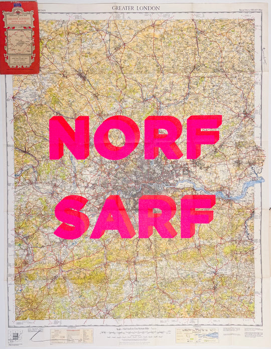 NORF SARF LARGE PiNK ViNTAGE MAP