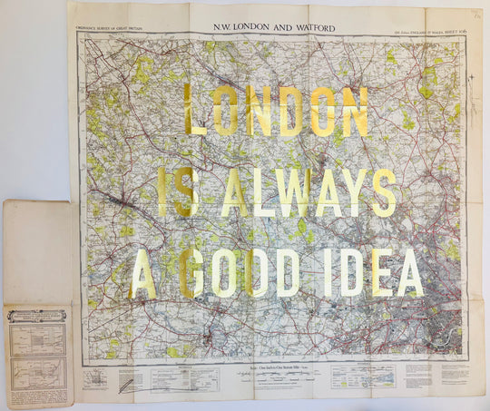 LONDON iS ALWAYS A GOOD iDEA - LARGE GOLD LEAF ORiGiNAL MAP