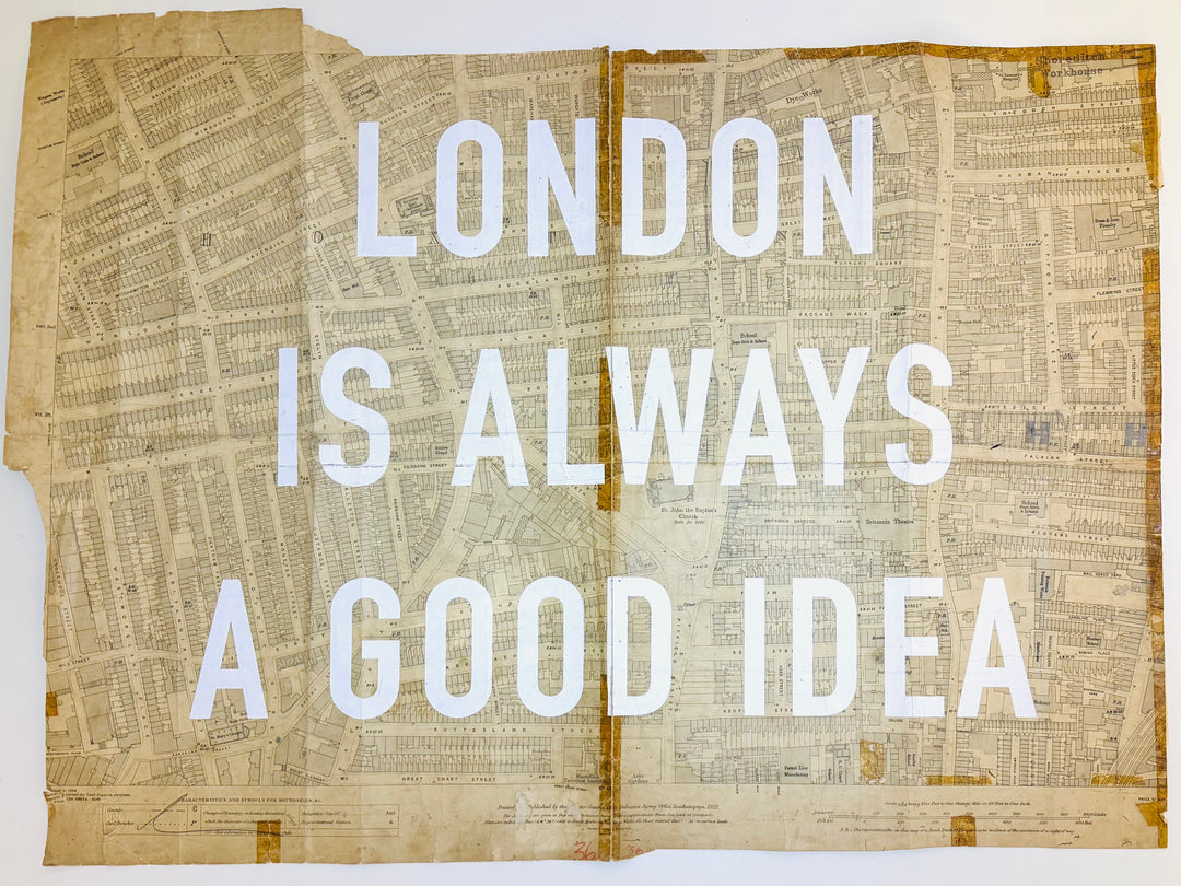 LONDON iS ALWAYS A GOOD iDEA WHiTE - LARGE ViNTAGE MAPS