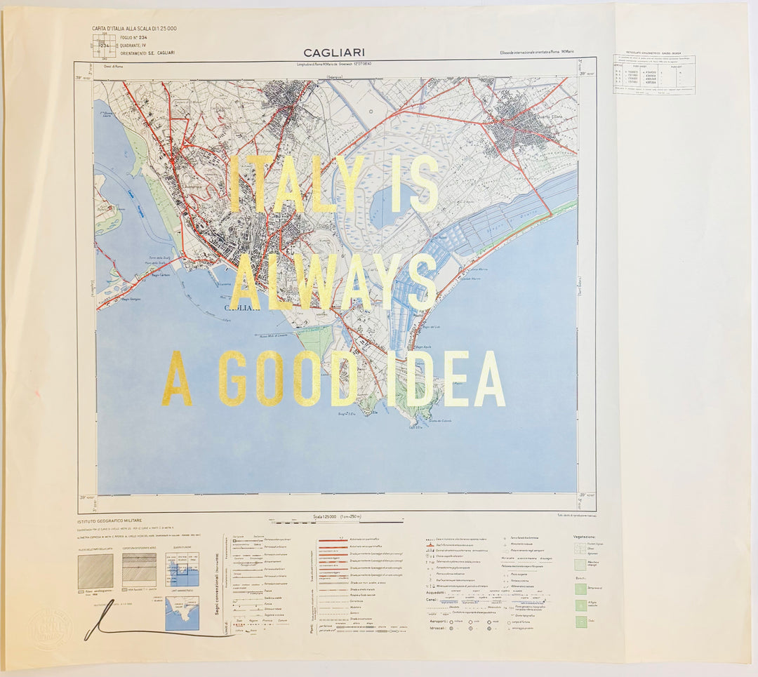 iTALY iS ALWAYS A GOOD iDEA - GOLD LEAF ViNTAGE MAPS
