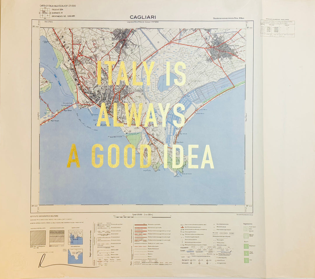 iTALY iS ALWAYS A GOOD iDEA - GOLD LEAF ViNTAGE MAPS