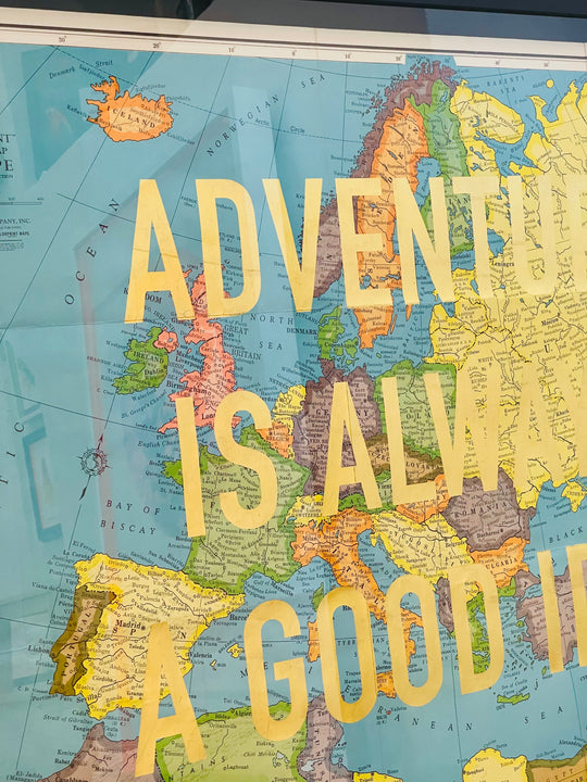 ADVENTURE iS ALWAYS A GOOD iDEA XL ViNTAGE EUROPE MAP