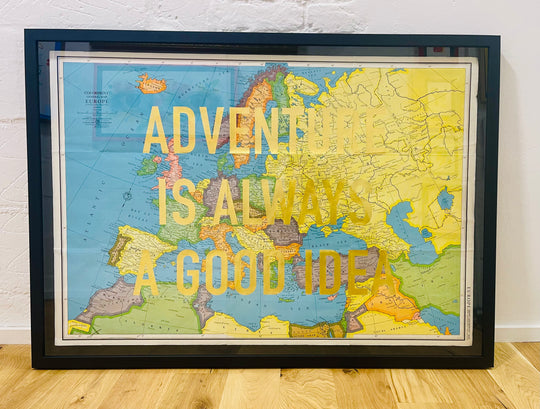 ADVENTURE iS ALWAYS A GOOD iDEA XL ViNTAGE EUROPE MAP