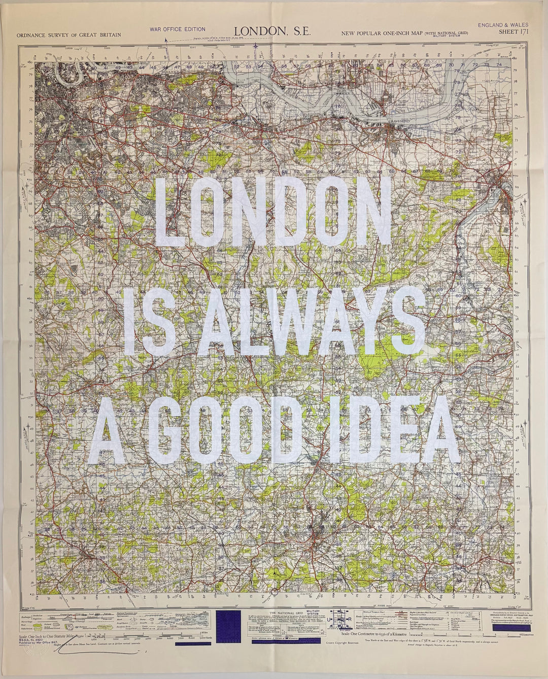 LONDON iS ALWAYS A GOOD iDEA WHiTE - LARGE ViNTAGE MAPS
