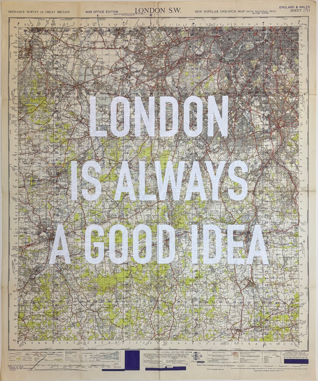 LONDON iS ALWAYS A GOOD iDEA WHiTE - LARGE ViNTAGE MAPS