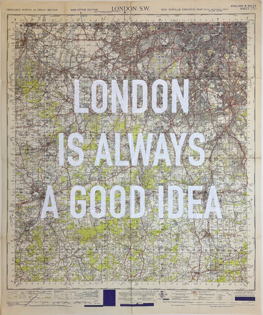 LONDON iS ALWAYS A GOOD iDEA WHiTE - LARGE ViNTAGE MAPS