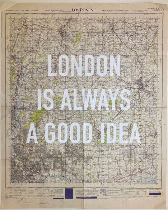LONDON iS ALWAYS A GOOD iDEA WHiTE - LARGE ViNTAGE MAPS