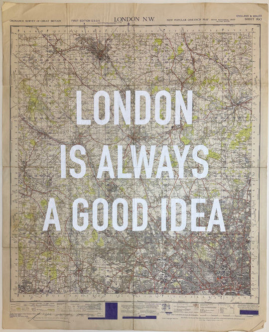 LONDON iS ALWAYS A GOOD iDEA WHiTE - LARGE ViNTAGE MAPS