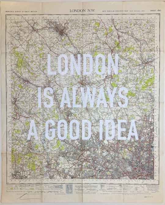 LONDON iS ALWAYS A GOOD iDEA WHiTE - LARGE ViNTAGE MAPS