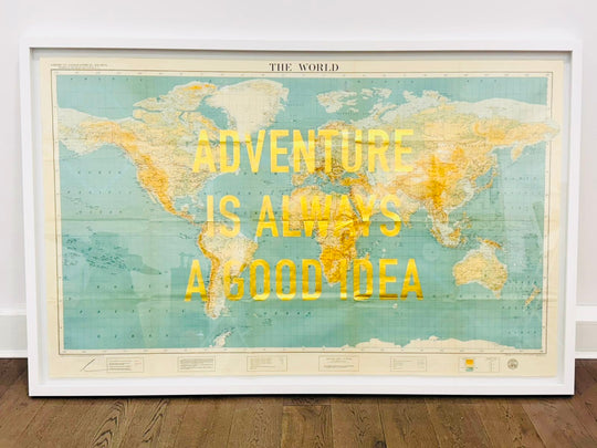 ADVENTURE iS ALWAYS A GOOD iDEA LARGE ViNTAGE WORLD MAP
