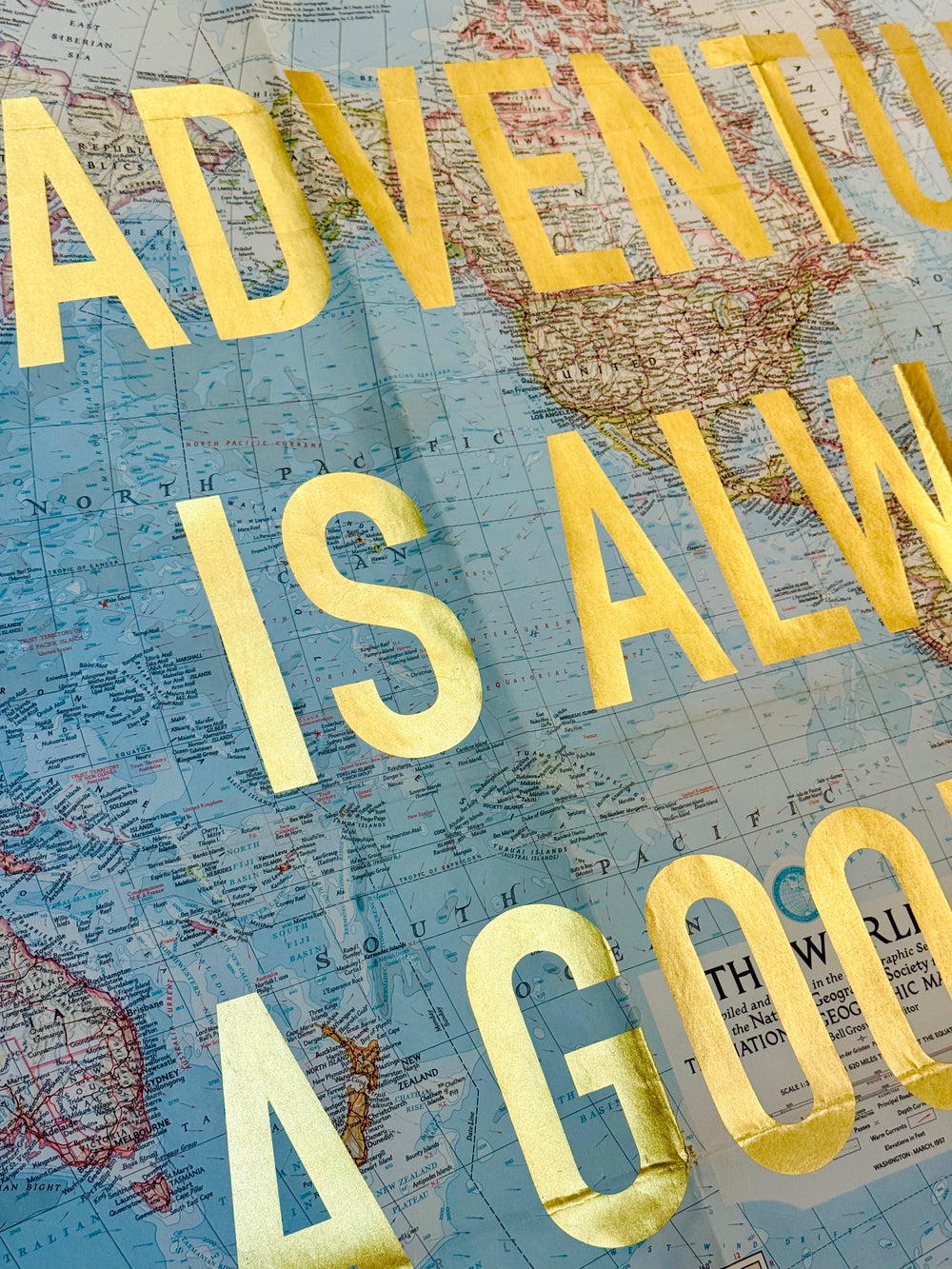 ADVENTURE iS ALWAYS A GOOD iDEA ViNTAGE WORLD MAP