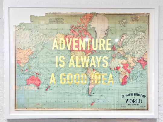 ADVENTURE iS ALWAYS A GOOD iDEA XL ViNTAGE WORLD MAP