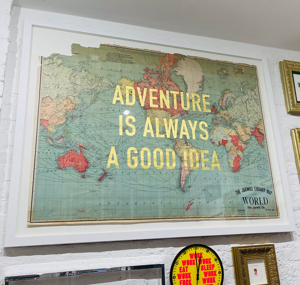 ADVENTURE iS ALWAYS A GOOD iDEA XL ViNTAGE WORLD MAP