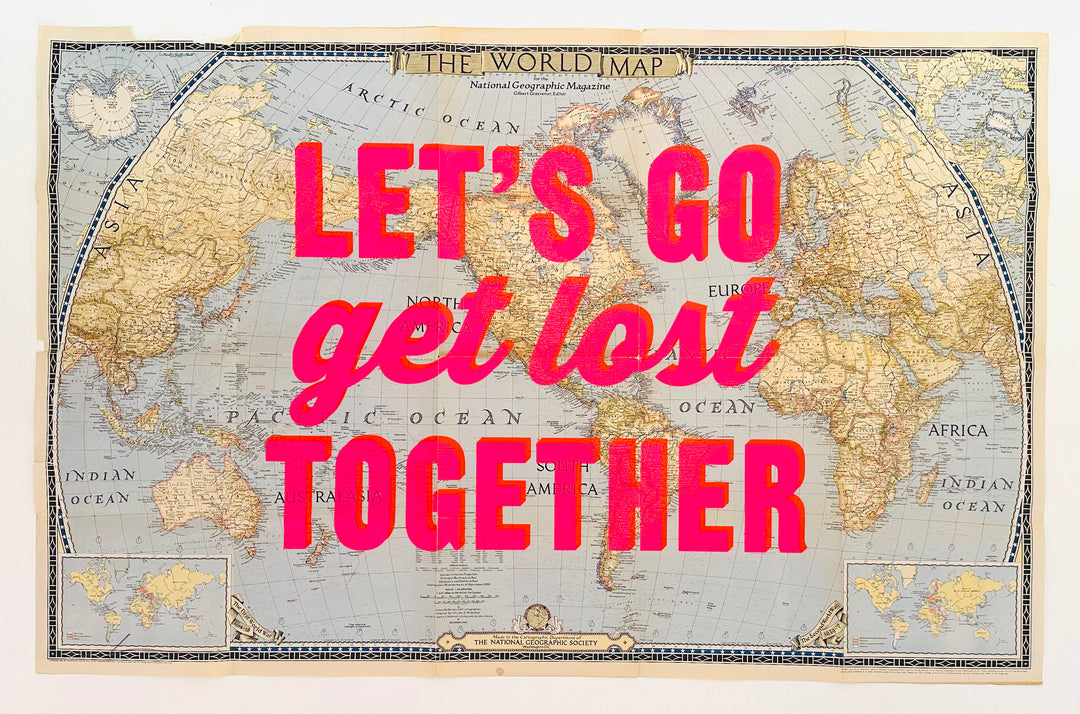 LET'S GO GET LOST TOGETHER - LARGE VINTAGE MAP